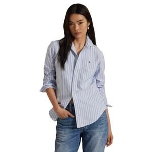 Polo Ralph Lauren Harbor Island Blue Striped Cotton Casual Oxford Shirt Size 4
